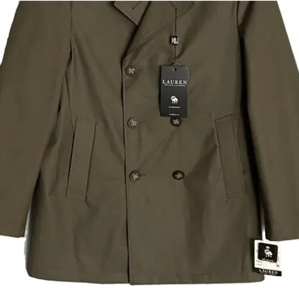 Lauren Ralph Lauren Coat Men's 40S All-Weather Coat Double-Breasted Olive NEW - Picture 4 of 12
